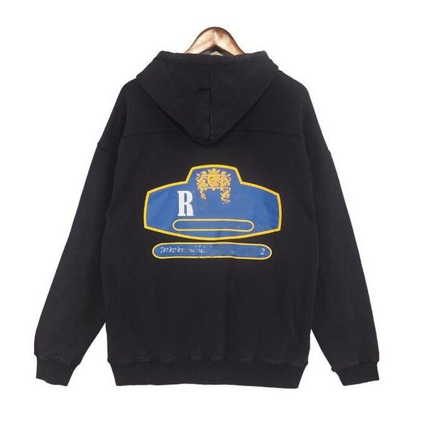 

designer rhudes mens hoodie rhudes hoody hooded sweatshirt felpa uomo niche fashion brand sudadera autumn winter long sleeve round neck pull, Black