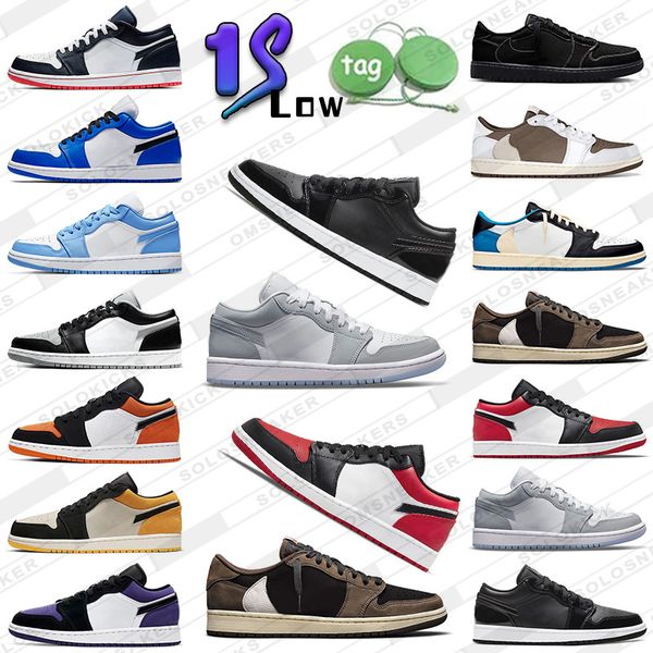 

1 new jumpman low basketball shoes 1s wolf grey carbon fiber all-star arctic punch mocha black toe fragment reverse unc grey camo mens women