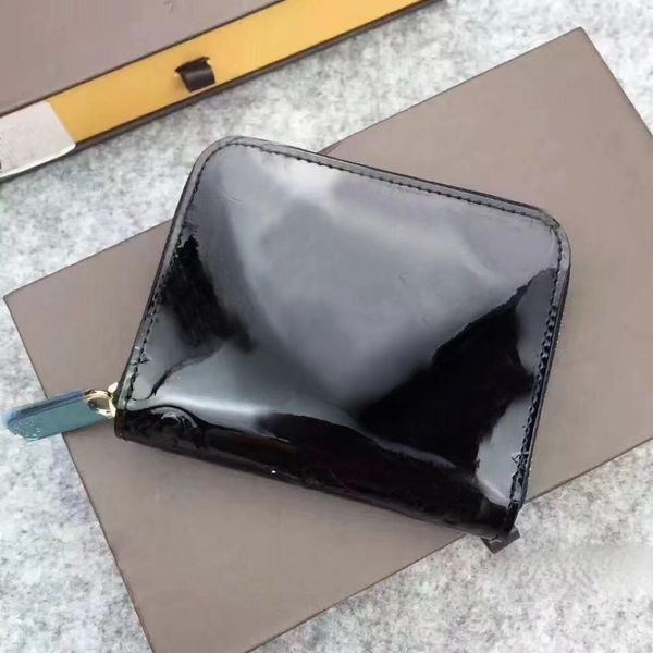 

wholesale patent holder leather short wallet fashion shinny leather card holder coin purse women wallet classic zipper pocket, Brown;gray