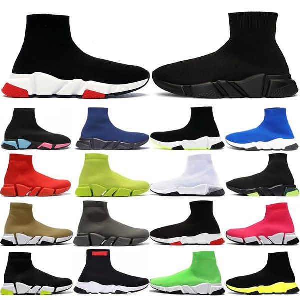 

balenciagas sock shoes men women graffiti white black red beige pink clear sole lace-up neon yellow mens trainers outdoor platform sneakers
