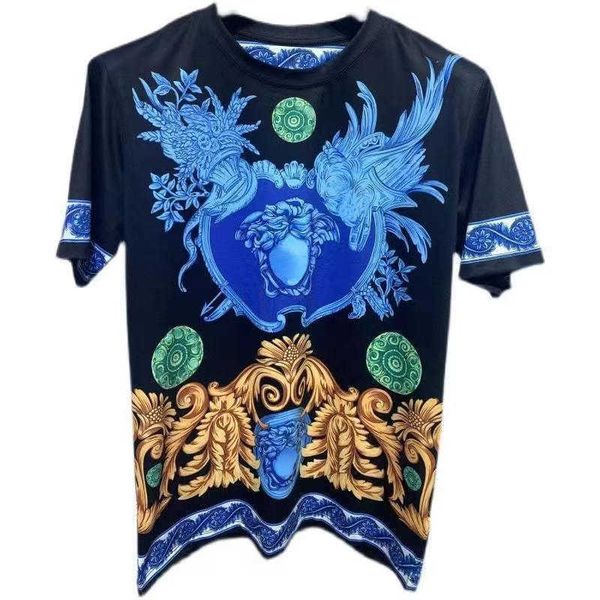

designer t shirt fashion baroque print short sleeved mens womens slim-fit round neck pullover tshirt loose large vasaki tshirts 04y55, White;black