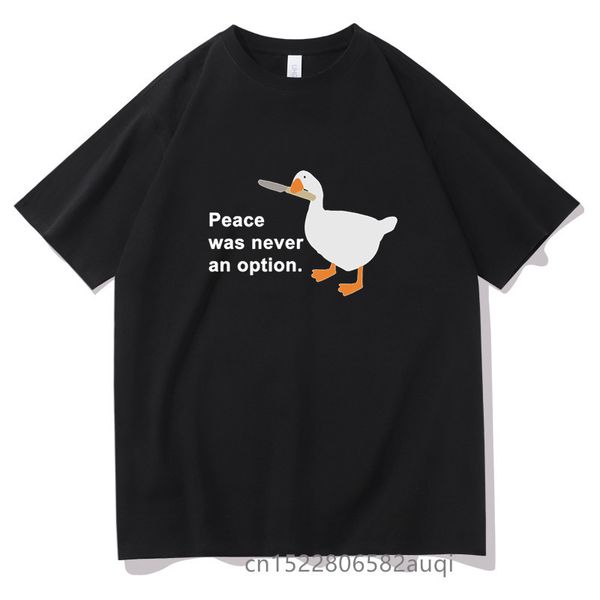 

men's t-shirts goose peace was never an option tshirt shrink-proof cotton tee fashion leisure cool men t-shirts summer women t shirt 23, White;black