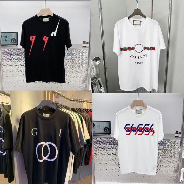 

italy designer brands xxxl shirts mens womans fashion cotton g lightning graphic print black white round neck classics letter 1921 luxury cl, White;black
