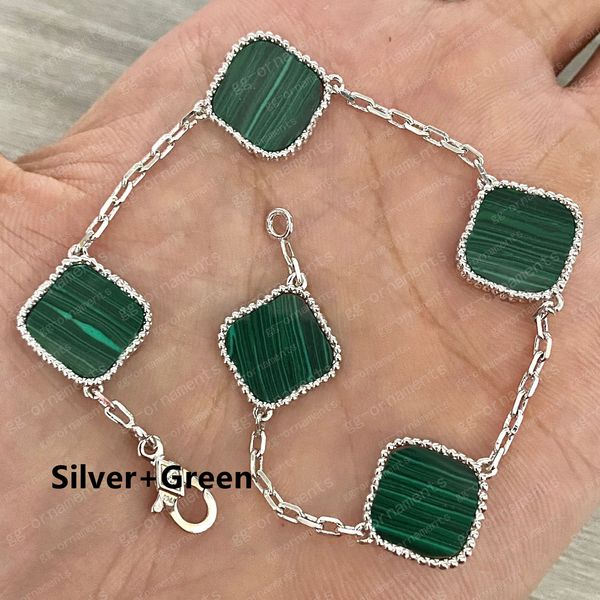 

fashion classic 4/four leaf clover charm bracelets bangle chain 18k gold agate shell mother-of-pearl for women&girl wedding mother day jewel, Black