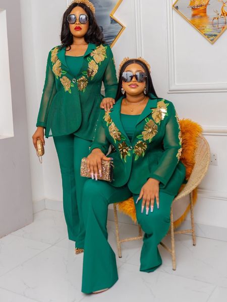 

ethnic clothing plus size african clothes for women ankara dashiki 3 pcs set outfits summer fashion sequin pants trousers suits 230204, Red