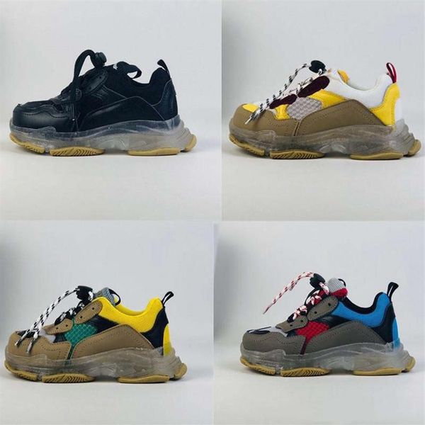 

with box designer balencaigaitys shoes infant triple s chunky dad walking sneaker combination clear soles speed flat casual trainers ki awxr, Black