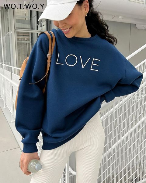 

women's two piece pants wotwoy letter embroidery thick fleece sweatshirts and pants two pieces sets women outfits loose warm pullovers, White