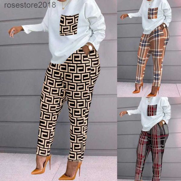 

designer women two piece set pants outfits fashion printed long sleeve loose and pants casual tracksuits ladies jogging suit size, Gray