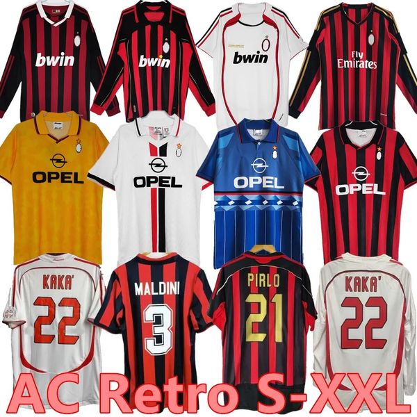 

90 91 retro shirts soccer jerseys 95 96 97 gullit 01 02 03 12 14 15 maldini van basten football kaka inzaghi 06 07 pirlo shevchenko baggio a, Black;yellow