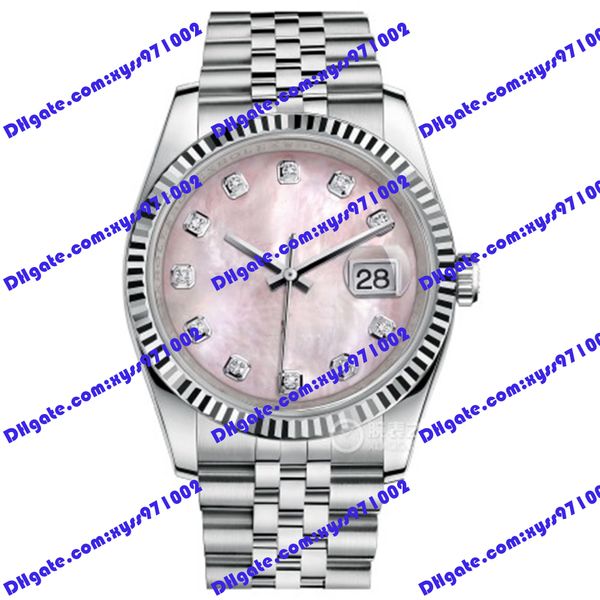 

highquality watch 2813 automatic mechanical watch 36mm pink fritillary dial 116234 luxury women's watch 316l stainless steel strap sapp, Slivery;brown