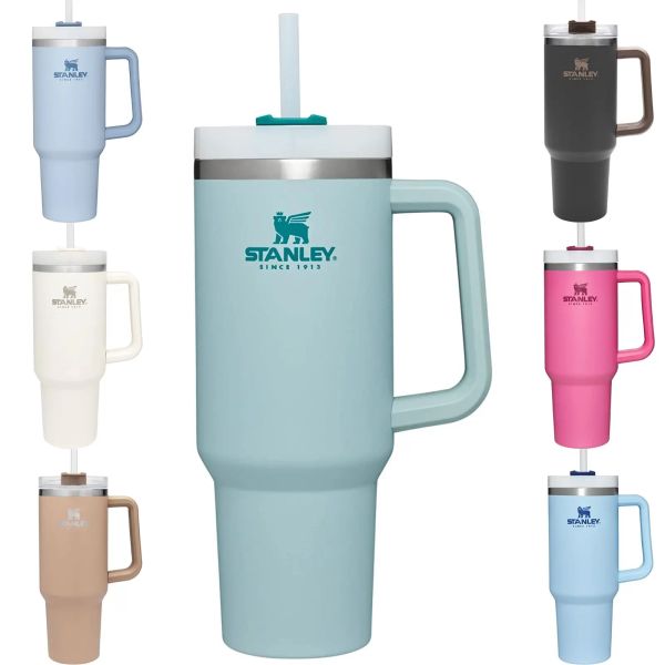 

stanley 40oz stainless steel tumbler with logo handle lid straw big capacity beer mug water bottle powder coating outdoor camping cup vacuum