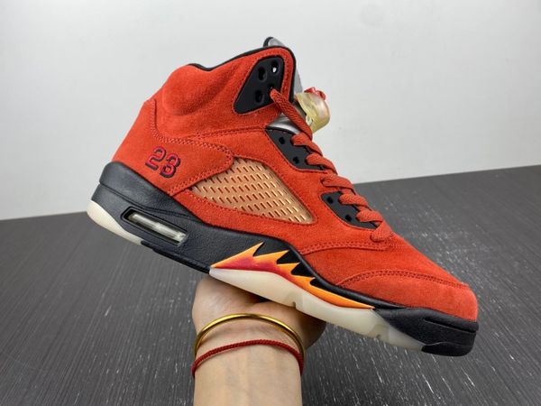 

authentic 5s 5 basketball shoes dk on mars for her 2023 sports sneakers outdoor for mens martian sunrise black-fire red-muslin-bright mandar, Red;white