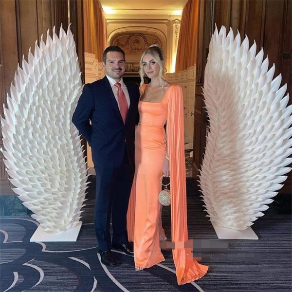 

orange prom gowns satin evening dresses simple prom dress saudi arabic square collar elegant floor length 2023 formal, Black;red