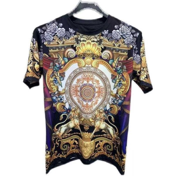 

designer t shirt fashion baroque print pattern tee mens womens slim-fit round neck pullover loose vasaki short sleeve 612, White;black