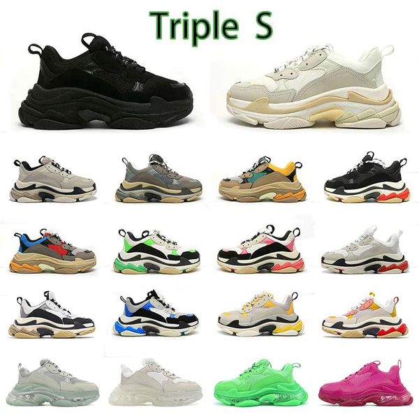 

with box designer balencaigaitys shoes triple s casual shoes platform sneakers black white beige dark grey orange khaki rust pink bred mfgz