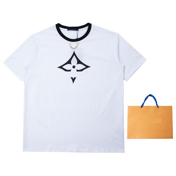 

the latest men's and women's new summer printed short-sleeved t-shirt logo is eye-catching and the chest texture is excellent. it, White;black