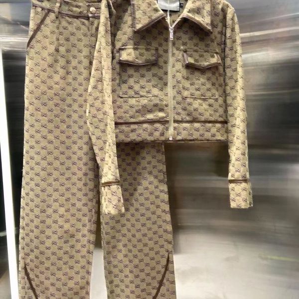 

women's two piece pants suits designers jackets coats classic luxuryzipper jacket cool girls streetwear womens clothing set, White