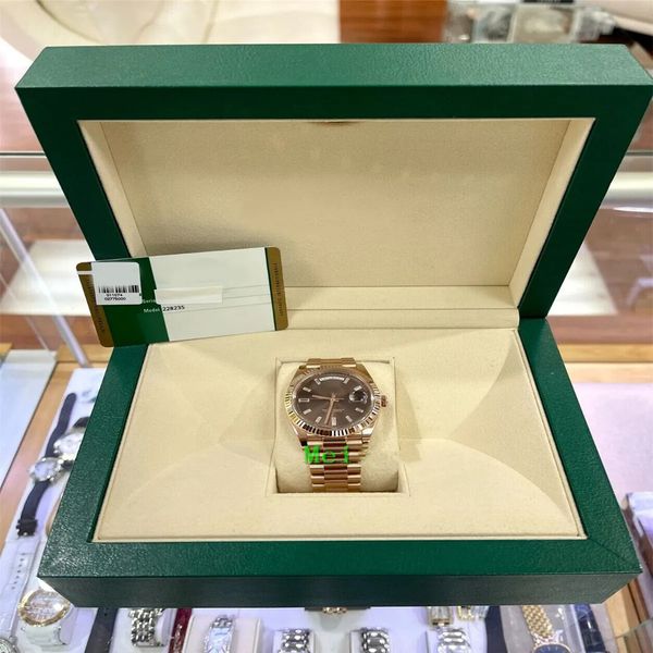 

with original box luxury watches 41mm 18k gold dark rhodium index dial automatic fashion brand men's watch wristwatch 202233, Slivery;brown