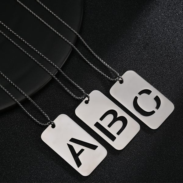 

initial pendant chain necklace men's necklace couple necklace wholesale, Silver