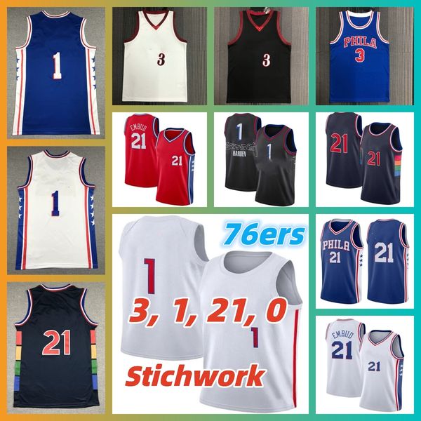

james harden tyrese maxey joel embiid basketball jersey allen iverson 76ers julius erving sixer matisse 2022 23 city white edition retro shi, Black;red