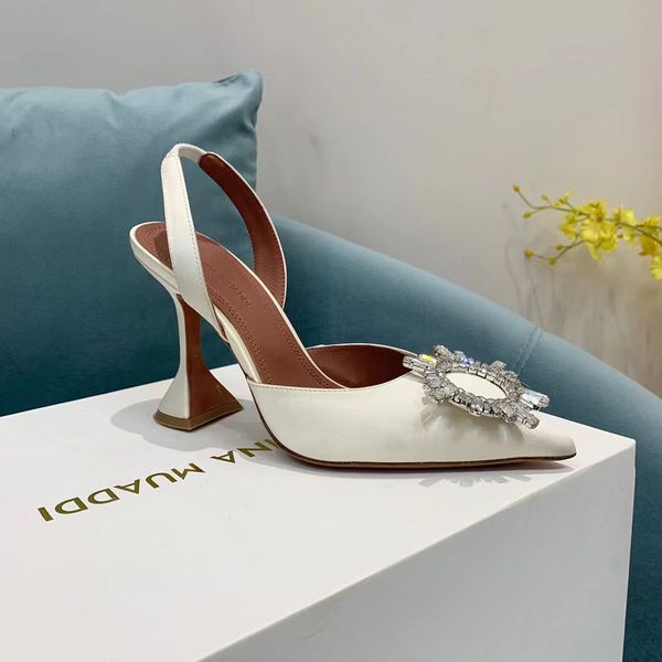 

muaddi dress amina shoes lady sandals satin pointed slingbacks bowtie pumps crystal sunflower high heeled shoe 10cm womens luxury designer n, Black