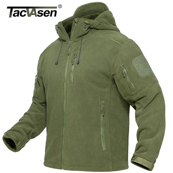 

men's jackets tacvasen spring winter fleece jacket with hoodie mens tactical fleece jacket full-zip up outdoor windproof hooded warm wo, Black;brown