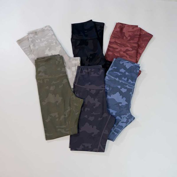 

designerlu camouflage ladies fashion high waist hip raising ninth pants mountaineering outdoor fitness training running yoga clothes 2023 a4, Black;white