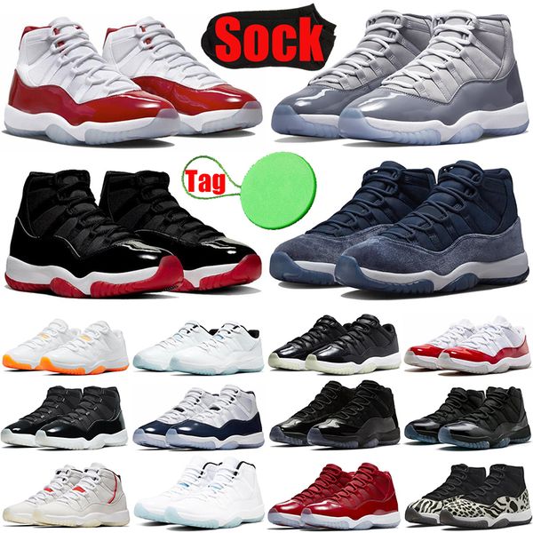 

5a cherry 11s basketball shoes for mens womens jumpman 11 cool grey midnight navy cap and gown concord legend blue bred men trainers sneaker, Black