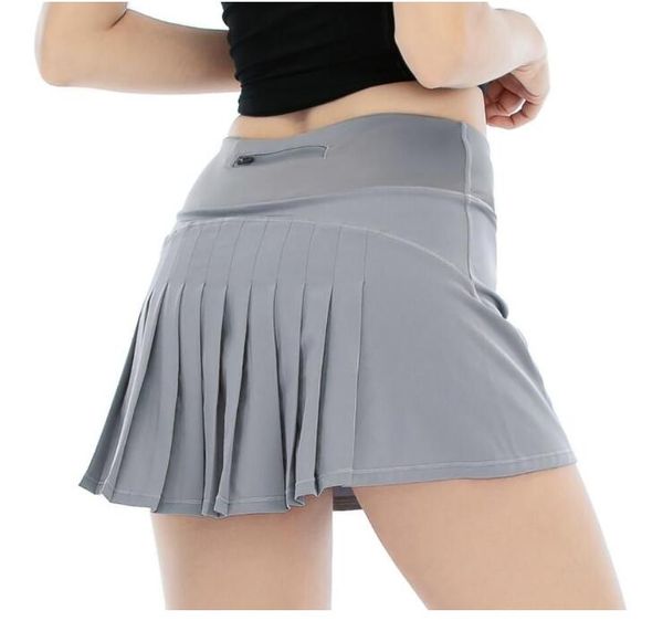 

luyogasports tennis skirt yoga running pleated sports gym clothes women underwear student fitness quick-drying double-layer -shorts ski, Black