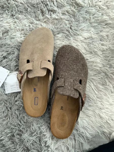 

2022 designer new slippers boston clogs slipper sandals summer cork flat slides leather favourite beach clog bag head arizona mayari sandal, Black