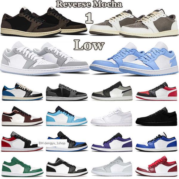 

1 low travis scotts reverse mocha sneakers basketball shoes men women 1s fragment black phantom shadow wolf grey unc true blue mens sports a