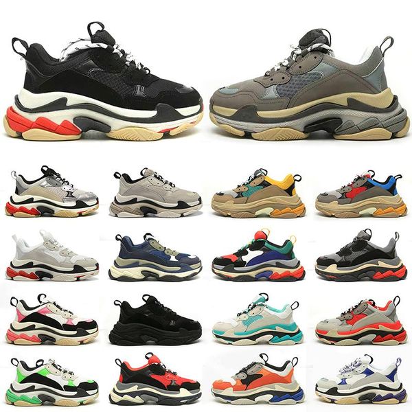 

with box designer balencaigaitys shoes men women designer shoes triple s fashion luxury platform sneakers black white red blue dark nav illd