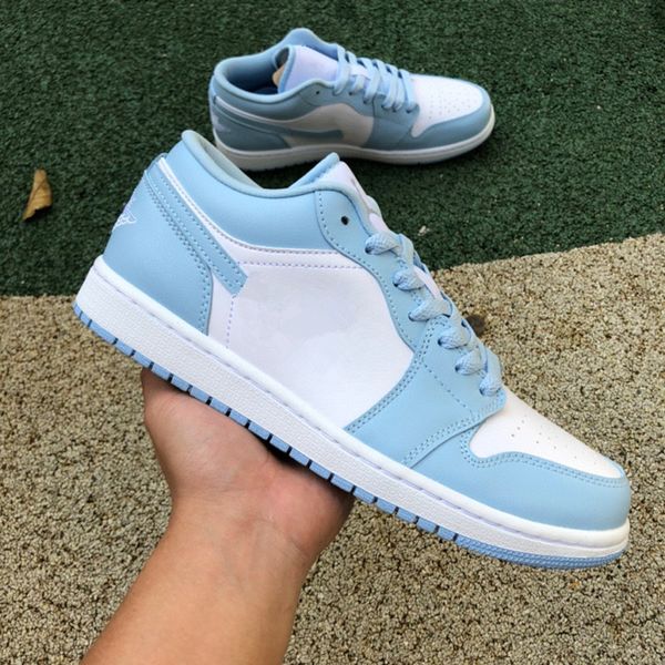

jumpman 1s aluminum basketball shoes mens designer shoes 1 low ice blue sports sneakers original quality ship with box size eu40-47.5