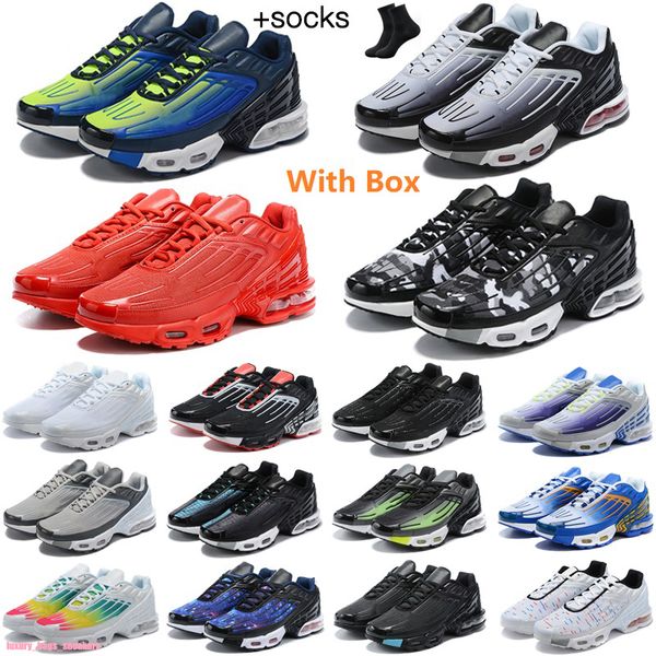 

2022 running shoes tn plus 3 tuned iii mens womens running shoes socks laser blue purple gold triple white og black ghost aqua tnplus tn3 ob