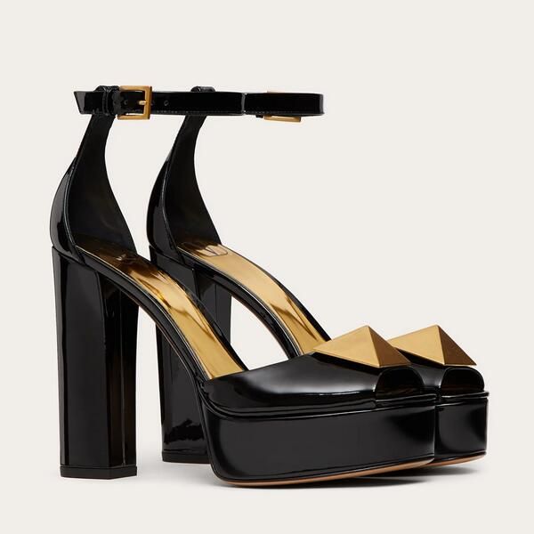 

v8126330 dress shoes open toe pump onestud platform 12cm high heels fashion sandals shoe for women size 34-42 fendave, Black