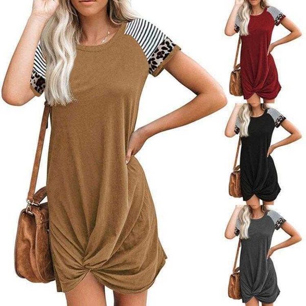 

spring summer womens clothing raglan casual dresses leopard print patchwork, Black;gray