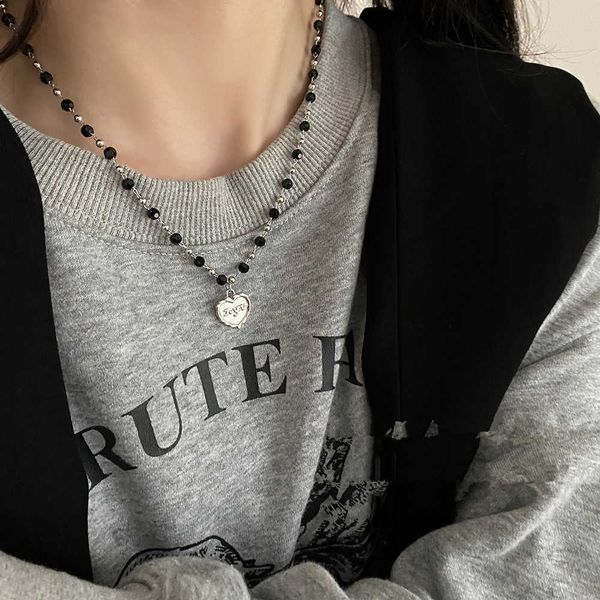 

necklaces popular acrylic bead heart pendant letter necklace for women 2022 y2k jewlery goth accessories 0206, Silver