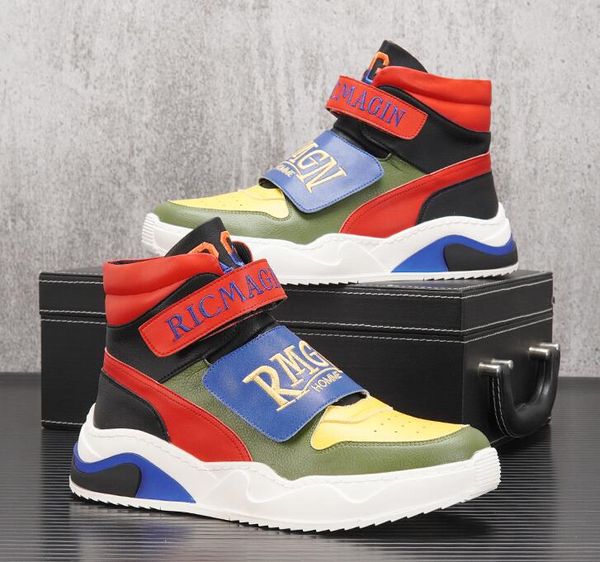 

2023 designer men shoes high platform sneakers casual increase breathable flat heel comfort party mixed color shoes round toe, Black