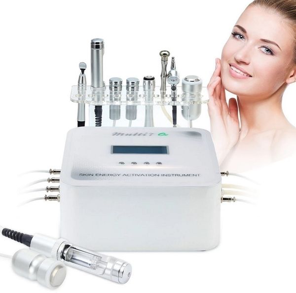

multi-functional beauty equipment 7 in 1 diamond microdermabrasion mesotherapy electroporation beauty devicemicrocurrent face lift machine d, Black;white