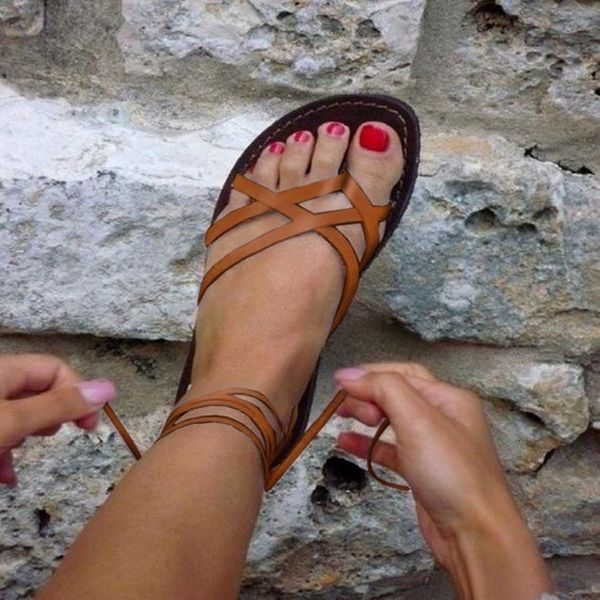 

sandals comemore women flat sandals summer sandal cross strap gladiator shoes casual female lace-up retro female flip-flop soft 43 230206, Black