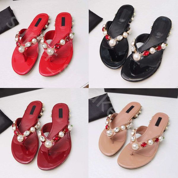 

women slippers woman slides new diamond slipper summer flip flops sandals luxurys designers real leather platform sandal flats size 35-42, Black