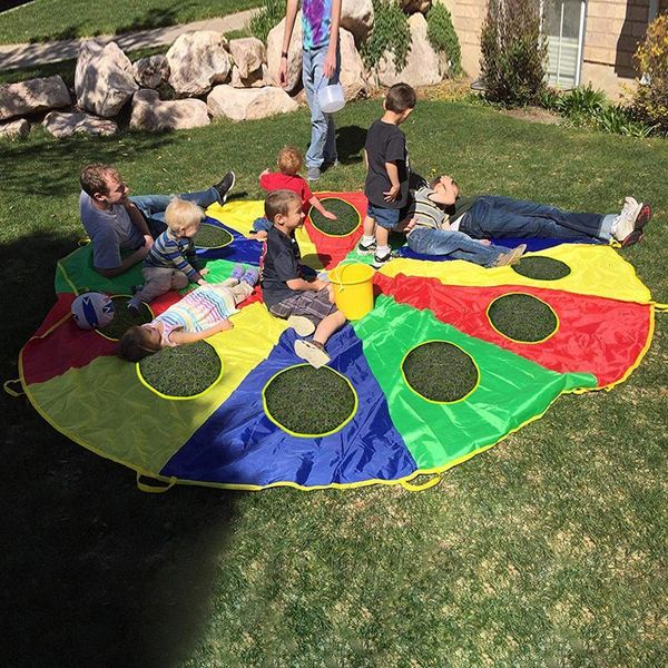 

other sporting goods diameter outdoor game kindergarten poke a mole or jumpsack parachute with holes rainbow umbrella toy 230206