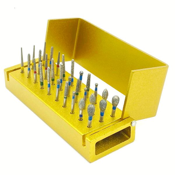 

other oral hygiene 30pcs dental diamond burs drill disinfection block high speed handpiece burs holder alumimum instrument teeth whitening t