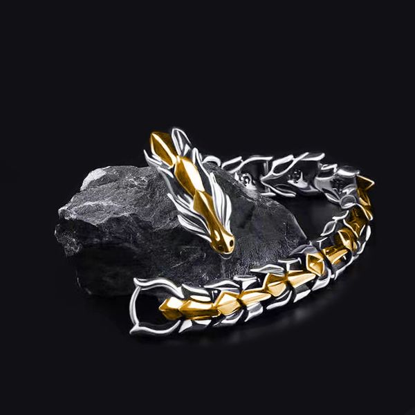

6pcs punk metal dragon bracelet for men rock biker jewelry gift, Golden;silver
