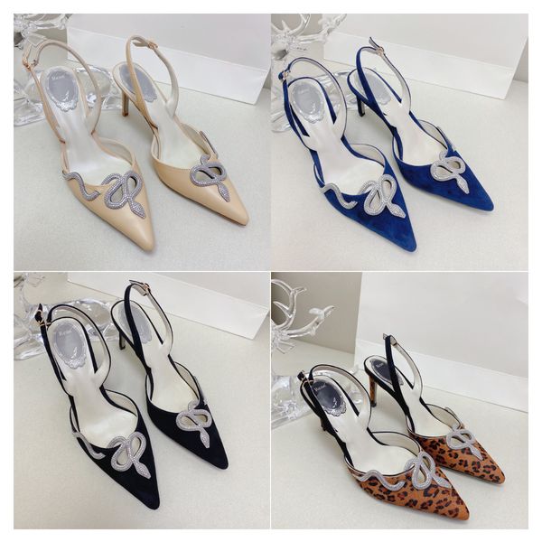 

rene rene caovillas morgan slingbacks pumps sandals designer women crystal elegant high heels wedding dress jewel heel size 35-41, Black