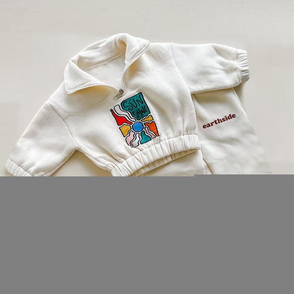 

clothing sets winter warm boys clothing sets thicken half-zip fleece jacket pant baby boy tracksuit kids clothes toddler girl clothes outfit, White