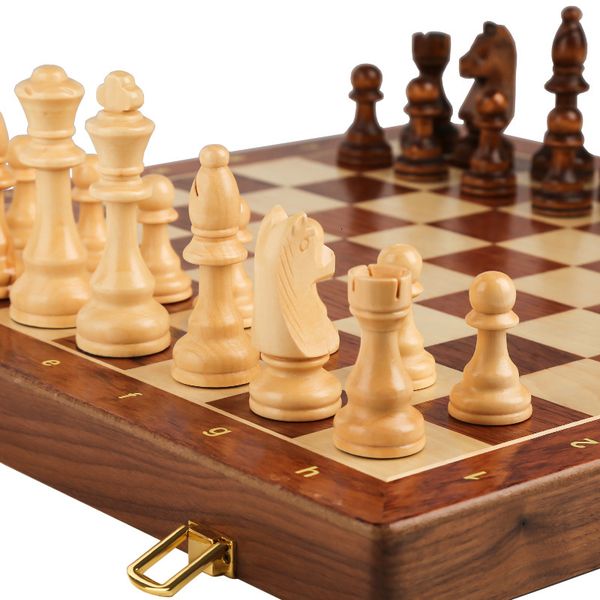 

outdoor games activities chess set grade wooden folding big traditional classic handwork solid wood pieces walnut chessboard children gift b