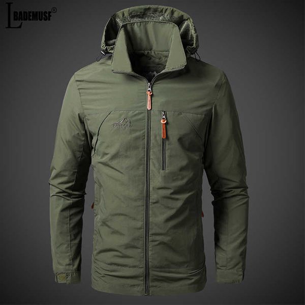 

men's jackets 2022 spring autumn new fashion outdoor coat waterproof hooded casual windbreaker jacket y2302, Black;brown