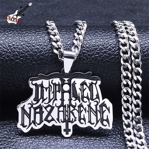 

pendant impaled nazarene necklace stainless steel silver color black metal music band necklaces jewelry colar masculino n3365s06 0206