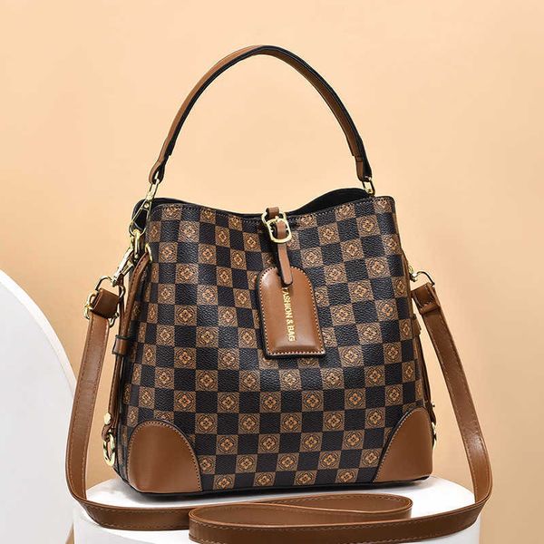 

fashion handbag women's bag new color contrast printed one shoulder diagonal bucket bag women
